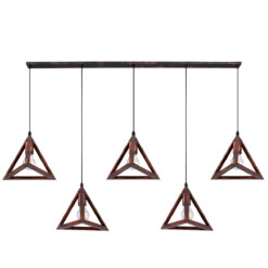 Alternative view of GLOBOSTAR® TRIANGLE 00609 Μοντέρνο Κρεμαστό Φωτιστικό Οροφής με Ντουί 5 x E27 AC 220-240V IP20 - Χάλκινο - Μ170 x Π22 x Y130cm