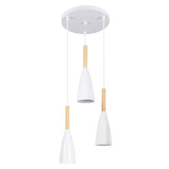 GLOBOSTAR® DILLON 00627 Μοντέρνο Κρεμαστό Φωτιστικό Οροφής με Ντουί 3 x E27 AC 220-240V IP20 - Λευκό & Μπεζ - Μ26 x Π26 x Υ130cm