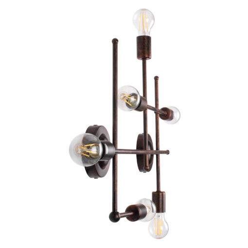 GloboStar® PIPING 00665 Vintage Επιτοίχιο Φωτιστικό Πολύφωτο 6 x E27 IP20 Χάλκινο Μέταλλο – Μ66 x Π9.5 x Υ49cm