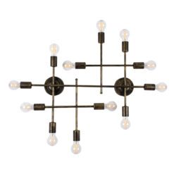GLOBOSTAR® PIPING 00669 Vintage Φωτιστικό Τοίχου - Απλίκα με Ντουί 12 x E27 AC 220-240V IP20 - Μπρούτζινο - Μ78.5 x Π9.5 x Υ64cm