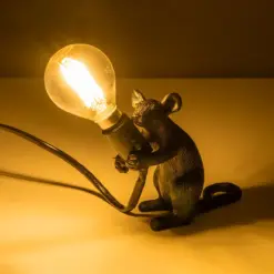 Alternative view of GLOBOSTAR® MOUSE 00678 Vintage Επιτραπέζιο Φωτιστικό Πορτατίφ με Ντουί 1 x E12 AC 220-240V IP20 - Μαύρο - Μ12 x Π4 x Υ10cm