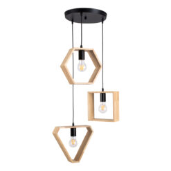 GLOBOSTAR® ELISE 00683 Μοντέρνο Κρεμαστό Φωτιστικό Οροφής με Ντουί 3 x E27 AC 220-240V IP20 - Μπεζ & Μαύρο - Μ55 x Π55 x Υ130cm