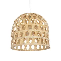 GLOBOSTAR® MANGEA 00715 Boho Κρεμαστό Φωτιστικό Οροφής με Ντουί 1 x E27 AC 220-240V IP20 - Μπεζ - Μ32 x Π32 x Υ30cm
