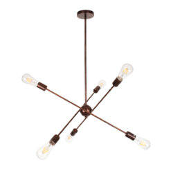 GLOBOSTAR® ZANE 00785 Μοντέρνο Φωτιστικό Οροφής με Ντουί 6 x E27 AC 220-240V IP20 - Χάλκινο - Μ70 x Π70 x Υ100cm