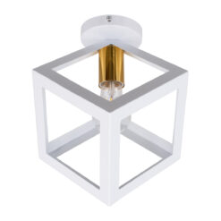 GLOBOSTAR® CUBE 00800 Μοντέρνο Φωτιστικό Οροφής με Ντουί 1 x E27 AC 220-240V IP20 - Λευκό & Χρυσό - Μ25 x Π25 x Υ25cm