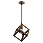 GLOBOSTAR® CUBE 00803 Μοντέρνο Κρεμαστό Φωτιστικό Οροφής με Ντουί 1 x E27 AC 220-240V IP20 – Χάλκινο Εφέ Σκουριάς – Μ25 x Π25 x Υ25cm