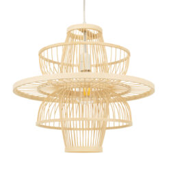 GLOBOSTAR® BALI 00861 Boho Κρεμαστό Φωτιστικό Οροφής με Ντουί 1 x E27 AC 220-240V IP20 - Μπεζ - Μ45 x Π45 x Υ42.5cm