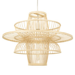 GLOBOSTAR® BALI 00862 Boho Κρεμαστό Φωτιστικό Οροφής με Ντουί 1 x E27 AC 220-240V IP20 - Μπεζ - Μ60 x Π60 x Υ45cm