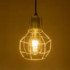 Alternative view of GLOBOSTAR® CAGE 00951 Vintage Κρεμαστό Φωτιστικό Οροφής με Ντουί 1 x E27 AC 220-240V IP20 - Ασημί - Μ15 x Π15 x Y21cm