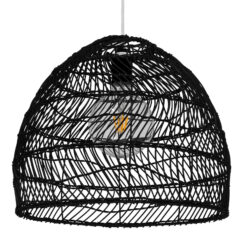 GLOBOSTAR® MALIBU 00969 Boho Κρεμαστό Φωτιστικό Οροφής με Ντουί 1 x E27 AC 220-240V IP20 - Μαύρο - Μ40 x Π40 x Υ35cm