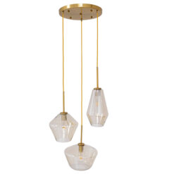 GLOBOSTAR® AMARIS 00978 Μοντέρνο Κρεμαστό Φωτιστικό Οροφής με Ντουί 3 x E27 AC 220-240V IP20 - Χρυσό Πλατίνα & Μελί - Μ50 x Π50 x Υ30cm