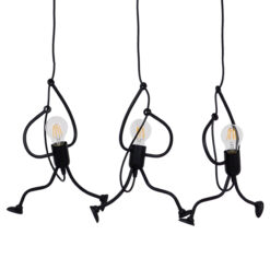 Alternative view of GLOBOSTAR® LITTLE MAN 00980 Μοντέρνο Κρεμαστό Φωτιστικό Οροφής με Ντουί 3 x E27 AC 220-240V IP20 - Μαύρο - Μ70 x Π10 x Υ105cm