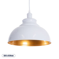 GLOBOSTAR® ANDY 00999 Μοντέρνο Κρεμαστό Φωτιστικό Οροφής με Ντουί 1 x E27 AC 220-240V IP20 - Λευκό & Χρυσό - Μ35 x Π35 x Υ28cm