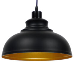 GLOBOSTAR® ANDY 01000 Μοντέρνο Κρεμαστό Φωτιστικό Οροφής με Ντουί 1 x E27 AC 220-240V IP20 - Μαύρο & Χρυσό - Μ35 x Π35 x Υ28cm