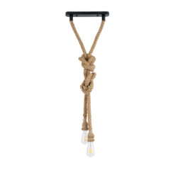 Alternative view of GLOBOSTAR® ROPE 01019 Boho Κρεμαστό Φωτιστικό Οροφής με Ντουί 2 x E27 AC 220-240V IP20 - Μπεζ - Μ38 x Π3.5 x Υ200cm