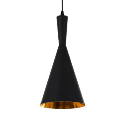 GLOBOSTAR® SHANGHAI 01025-C Μοντέρνο Κρεμαστό Φωτιστικό Οροφής με Ντουί 1 x E27 AC 220-240V IP20 - Μαύρο & Χρυσό - Μ19 x Π19 x Υ38cm