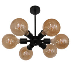 GLOBOSTAR® CONFOR 01036 Μοντέρνο Φωτιστικό Οροφής με Ντουί 6 x E27 AC 220-240V IP20 - Μαύρο - Μ24 x Π24 x Υ8cm