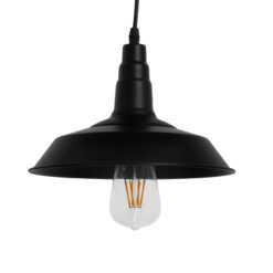 GLOBOSTAR® RAY 01050 Vintage Κρεμαστό Φωτιστικό Οροφής με Ντουί 1 x E27 AC 220-240V IP20 - Μαύρο - Μ26 x Π26 x Υ25cm