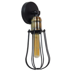 GLOBOSTAR® CATEL 01056 Vintage Φωτιστικό Τοίχου - Απλίκα με Ντουί 1 x E27 AC 220-240V IP20 - Μαύρο & Χρυσό - Μ12 x 15 x Υ32cm