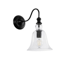 Alternative view of GLOBOSTAR® LILLY 01064 Vintage Φωτιστικό Τοίχου - Απλίκα με Ντουί 1 x E27 AC 220-240V IP20 - Μαύρο & Διάφανο - Μ38 x Π20 x Υ37cm