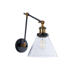 Alternative view of GLOBOSTAR® BINGLEY 01068 Vintage Φωτιστικό Τοίχου - Απλίκα με Ντουί 1 x E27 AC 220-240V IP20 - Διάφανο & Χρυσό - Μ18 x Π40 x Υ43cm