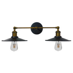 Alternative view of GLOBOSTAR® MINIMALL 01069 Vintage Φωτιστικό Τοίχου - Απλίκα με Ντουί 2 x E27 AC 220-240V IP20 - Μαύρο & Χρυσό - Μ30 x Π60 x Υ18cm