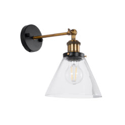 Alternative view of GLOBOSTAR® BINGLEY 01074 Vintage Φωτιστικό Τοίχου - Απλίκα με Ντουί 1 x E27 AC 220-240V IP20 - Διάφανο & Χρυσό - Μ18 x Π28 x Υ25cm