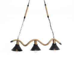 Alternative view of GLOBOSTAR® TYMEN 01189 Boho Κρεμαστό Φωτιστικό Οροφής με Ντουί 3 x E27 AC 220-240V IP20 - Μαύρο & Μπεζ - Μ85 x Π18.5 x Υ20cm