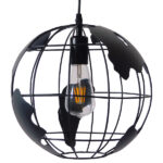 GLOBOSTAR® EARTH 01205 Vintage Κρεμαστό Φωτιστικό Οροφής με Ντουί 1 x E27 AC 220-240V IP20 – Μαύρο – Μ30 x Π30 x Υ30cm