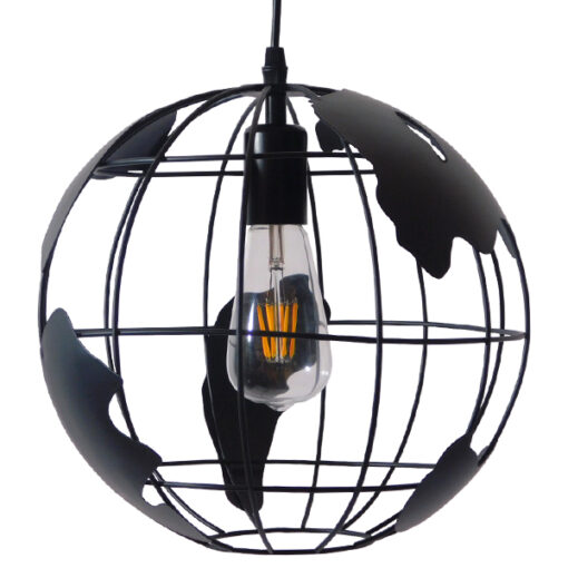 GLOBOSTAR® EARTH 01205 Vintage Κρεμαστό Φωτιστικό Οροφής με Ντουί 1 x E27 AC 220-240V IP20 – Μαύρο – Μ30 x Π30 x Υ30cm