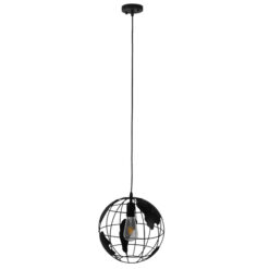 GLOBOSTAR® EARTH 01205 Vintage Κρεμαστό Φωτιστικό Οροφής με Ντουί 1 x E27 AC 220-240V IP20 – Μαύρο – Μ30 x Π30 x Υ30cm