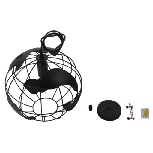 GLOBOSTAR® EARTH 01205 Vintage Κρεμαστό Φωτιστικό Οροφής με Ντουί 1 x E27 AC 220-240V IP20 – Μαύρο – Μ30 x Π30 x Υ30cm
