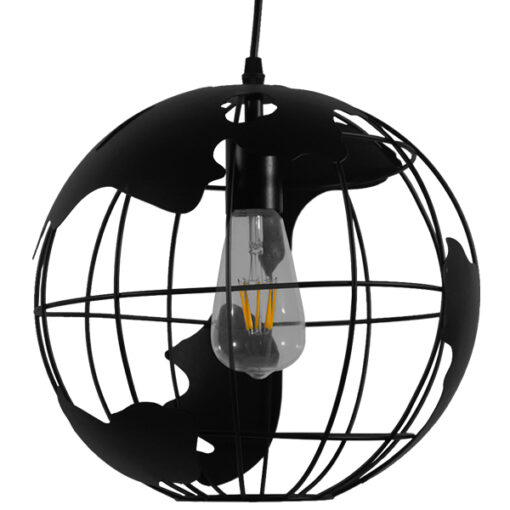 GLOBOSTAR® EARTH 01205 Vintage Κρεμαστό Φωτιστικό Οροφής με Ντουί 1 x E27 AC 220-240V IP20 – Μαύρο – Μ30 x Π30 x Υ30cm