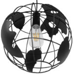GLOBOSTAR® EARTH 01205 Vintage Κρεμαστό Φωτιστικό Οροφής με Ντουί 1 x E27 AC 220-240V IP20 – Μαύρο – Μ30 x Π30 x Υ30cm