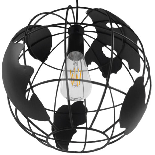 GLOBOSTAR® EARTH 01205 Vintage Κρεμαστό Φωτιστικό Οροφής με Ντουί 1 x E27 AC 220-240V IP20 – Μαύρο – Μ30 x Π30 x Υ30cm