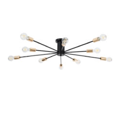 Alternative view of GLOBOSTAR® OLINDA 01244 Μοντέρνο Φωτιστικό Οροφής με Ντουί 10 x E27 AC 220-240V IP20 - Μαύρο & Χρυσό - Μ102 x Π102 x Υ17cm