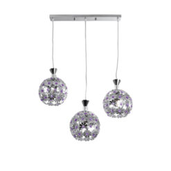Alternative view of GLOBOSTAR® BOUQUET 01249 Μοντέρνο Κρεμαστό Φωτιστικό Οροφής με Ντουί 3 x E27 AC 220-240V IP20 - Ασημί & Μωβ - Μ66 x Π18 x Υ24cm