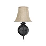 GLOBOSTAR® SHELLY 01299 Vintage Φωτιστικό Τοίχου – Απλίκα με Ντουί 1 x E27 AC 220-240V IP20 – Μαύρο & Μπεζ – Μ13 x Π18 x Υ34cm