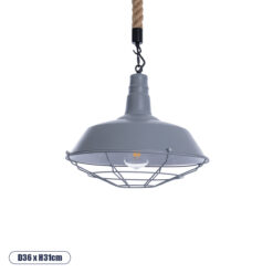 GLOBOSTAR® CRANE 01411 Vintage Κρεμαστό Φωτιστικό Οροφής με Ντουί 1 x E27 AC 220-240V IP20 - Γκρι & Μπεζ - Μ36 x Π36 x Y31cm