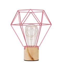 GLOBOSTAR® ANTLER 01442 Μοντέρνο Επιτραπέζιο Φωτιστικό LED 2.2W 154lm 360° DC 5V IP20 Θερμό Λευκό 2700K - DIODE - Ροζ & Μπεζ - Μ19 x Π19 x Υ23cm - 2 Χρόνια Εγγύηση