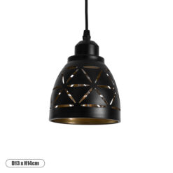 GLOBOSTAR® COOLIE 01475 Μοντέρνο Κρεμαστό Φωτιστικό Οροφής με Ντουί 1 x E27 AC 220-240V IP20 - Μαύρο & Χρυσό - Μ13 x Π13 x Υ14cm