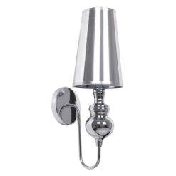 GLOBOSTAR® LAURA 01498 Μοντέρνο Φωτιστικό Τοίχου - Απλίκα με Ντουί 1 x E27 AC 220-240V IP20 - Ασημί - Μ21 x Π15 x Y48cm