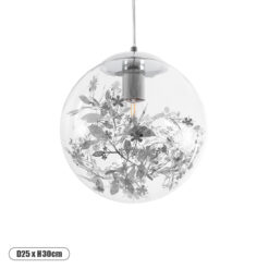 GLOBOSTAR® HARPER 01510 Μοντέρνο Κρεμαστό Φωτιστικό Οροφής με Ντουί 1 x E27 AC 220-240V IP20 - Διάφανο & Ασημί - Μ25 x Π25 x Υ30cm