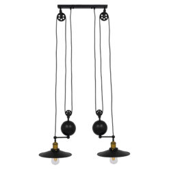 GLOBOSTAR® CARILO 01550 Vintage Κρεμαστό Φωτιστικό Οροφής με Ντουί 2 x E27 AC 220-240V IP20 - Μαύρο & Χρυσό - Μ72 x Π26 x Υ120cm