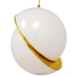 GLOBOSTAR® HUDSON 01555 Μοντέρνο Κρεμαστό Φωτιστικό Οροφής με Ντουί 1 x E27 AC 220-240V IP20 - Λευκό & Χρυσό - Μ30 x Π30 x Υ34cm