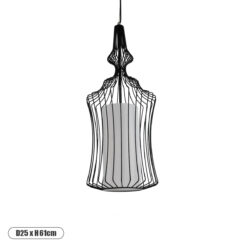 GLOBOSTAR® LILY 01559 Vintage Κρεμαστό Φωτιστικό Οροφής με Ντουί 1 x E27 AC 220-240V IP20 - Μαύρο & Λευκό - Μ25 x Π25 x Υ61cm