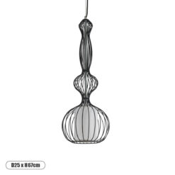 GLOBOSTAR® LILY 01560 Vintage Κρεμαστό Φωτιστικό Οροφής με Ντουί 1 x E27 AC 220-240V IP20 - Μαύρο & Λευκό - Μ25 x Π25 x Υ67cm