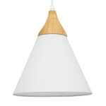 GLOBOSTAR® SHADE TEXTILE 01577 Μοντέρνο Κρεμαστό Φωτιστικό Οροφής με Ντουί 1 x E27 AC 220-240V IP20 - Λευκό & Μπεζ - Μ25 x Π25 x Υ30cm