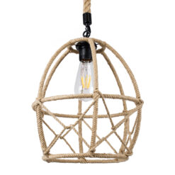 GLOBOSTAR® TELAN 01615 Vintage Κρεμαστό Φωτιστικό Οροφής με Ντουί 1 x E27 AC 220-240V IP20 - Μπεζ - Μ30 x Π30 x Υ38cm