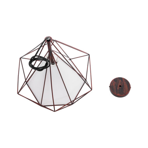 GLOBOSTAR® KAIRI 01623 Μοντέρνο Κρεμαστό Φωτιστικό Οροφής με Ντουί 1 x E27 AC 220-240V IP20 – Χάλκινο & Λευκό – Μ38 x Π38 x Y38cm
